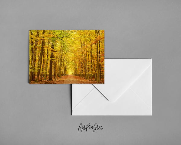 Autumn Park Pathway Landscape Custom Greeting Cards