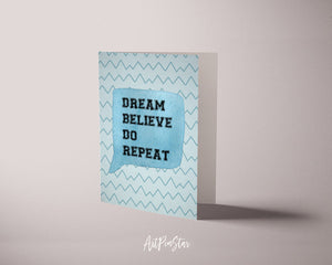Dream Believe Do Repeat Inspirational Quote Customized Greeting Cards