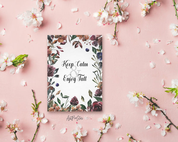 Keep calm and enjoy fall Flower Quote Customized Gift Cards