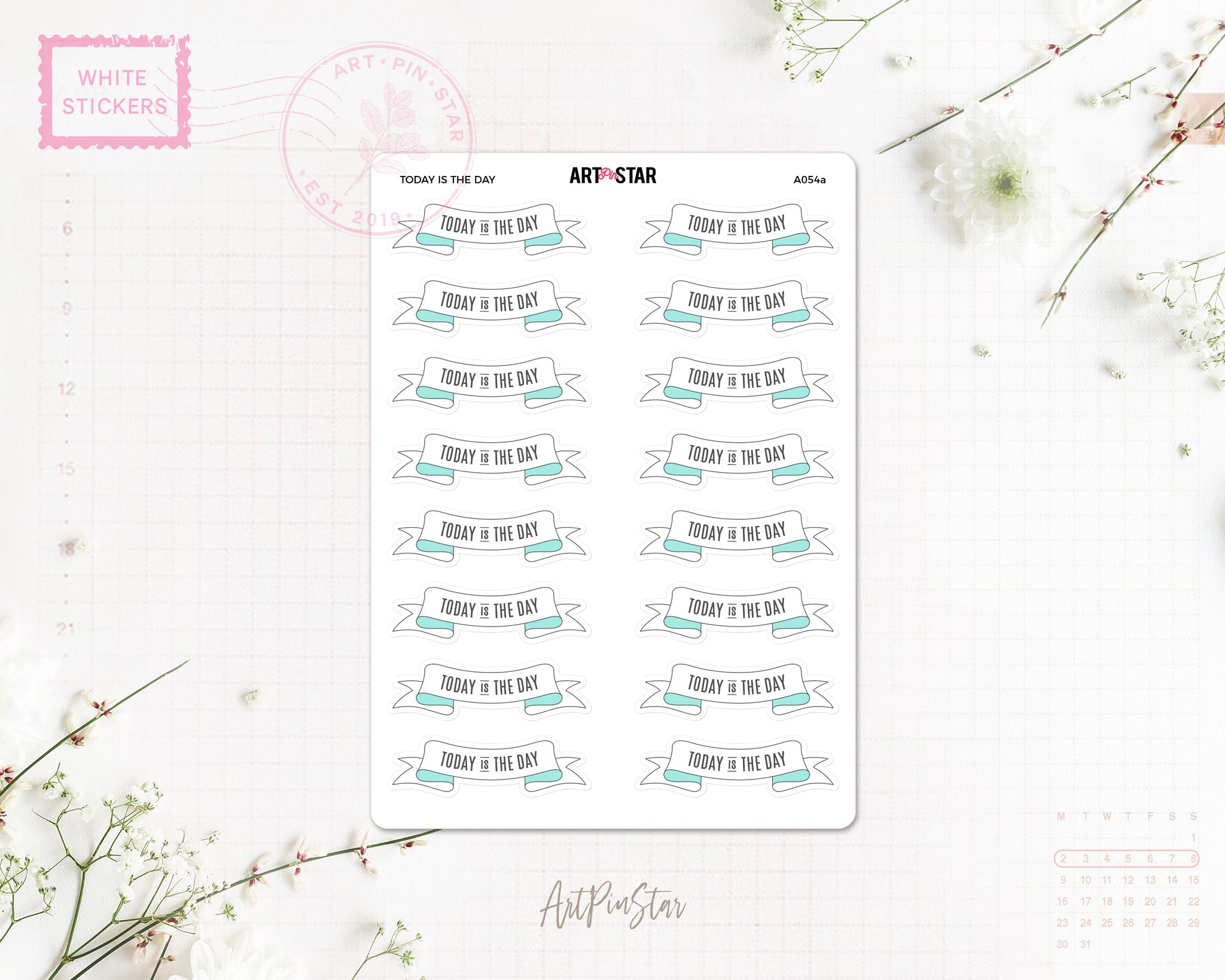 Ribbon Banner Planner Sticker, Today is the Day