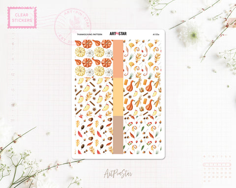Thanksgiving Mini Fullbox Pattern Planner Sticker, A5