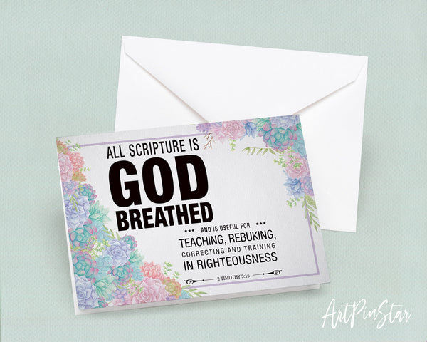 All scripture is god breathed and is useful for teaching Bible Verse Customized Greeting Card