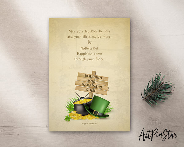 May your troubles be less St. Patricks Day Personalized Gifts Card - ArtPinStar.com