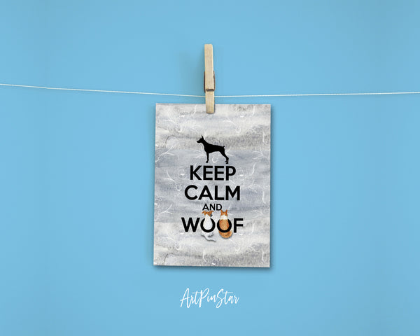 Keep calm and woof Motivational Quote Customized Greeting Cards