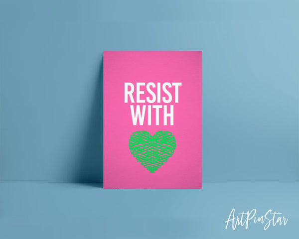 Resist With Green Love, LGBTQIA Greeting Cards Pride Month with Rainbow