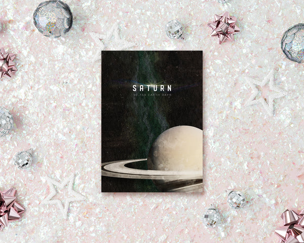 Saturn Planet Orbiting Stars Solar System Customizable Greeting Card