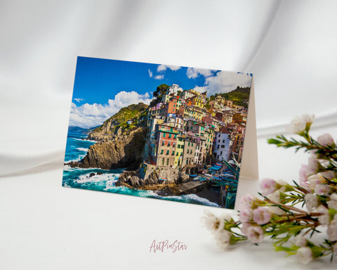 Cinque Terre Riomaggiore Fisherman Villages, Italy Landscape Custom Greeting Cards