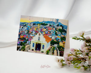 Guayaquil Ecuador Hilltop Church Landscape Custom Greeting Cards