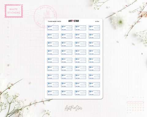 Bank Check Planner Sticker, Chase