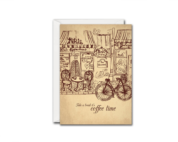 Take a break it's coffee time Humor Quote Customized Greeting Cards