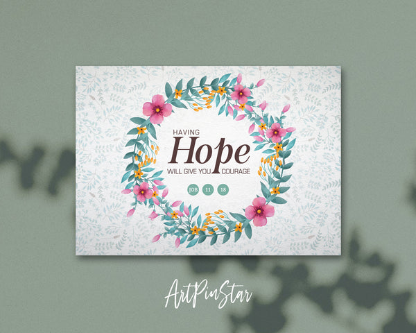 Having hope will give you courage Job 11:18 Bible Verse Customized Greeting Card