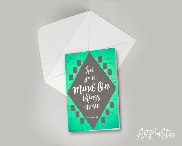 Set your mind on things above Colossians 3:2 Bible Verse Customized Greeting Card