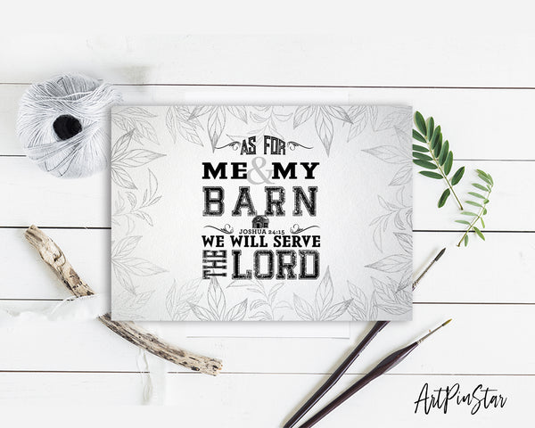 As for me & my barn, we will serve the Lord Bible Verse Customized Greeting Card