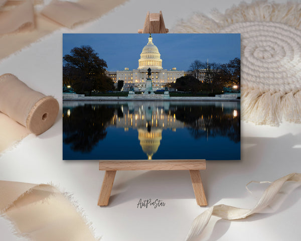 White House US Capitol at Night In Washing DC Landscape Custom Greeting Cards