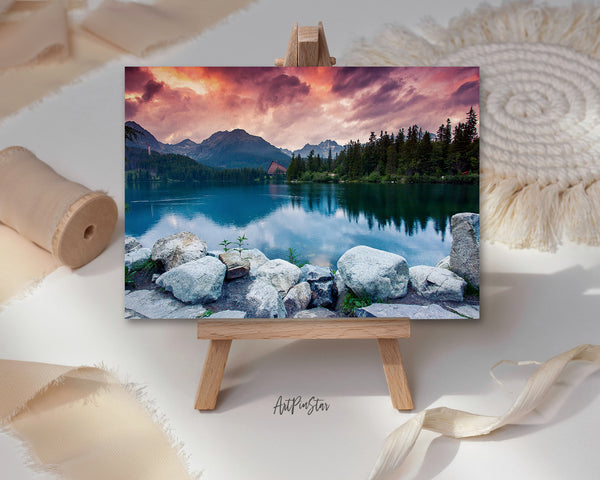 National Park High Tatra Dramatic Overcrast Sky, Strbske Pleso, Slovakia, Europe Landscape Custom Greeting Cards