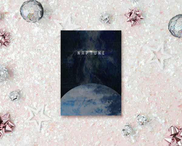 Neptune Planet Orbiting Stars Solar System Customizable Greeting Card