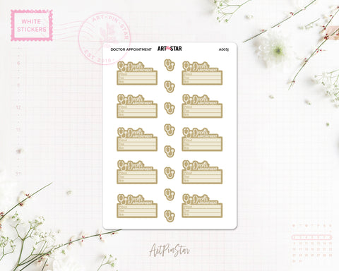 Doctor Appointment Planner Sticker, Gold