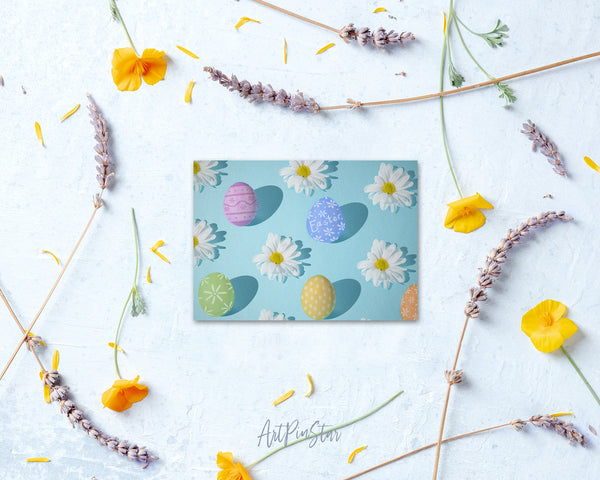 Easter Eggs Spring Daisy Flowers Minimal Springtime Customized Greeting Card