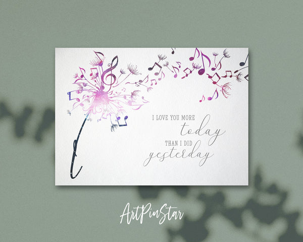 Inspiring Music Quote Letter I Symbol I love you more today than I did yesterday