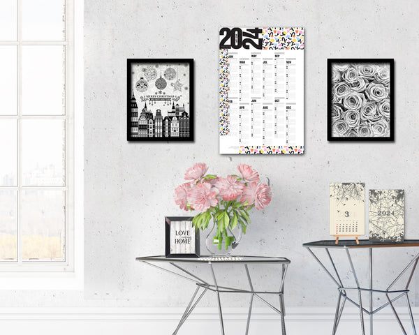 2024 Yearly Abstract Customizable Year Planner at a Glance Wall Calendar