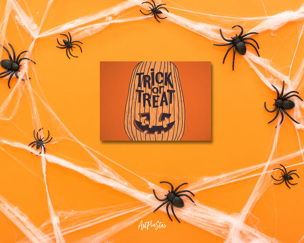 Trick or Treat Pumpkin, Orange Custom Holiday Greeting Cards