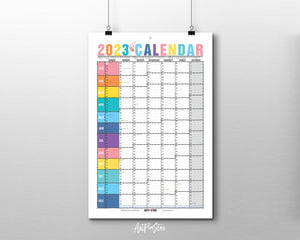 2023 Yearly Rainbow Customizable Year Planner at a Glance Wall Calendar