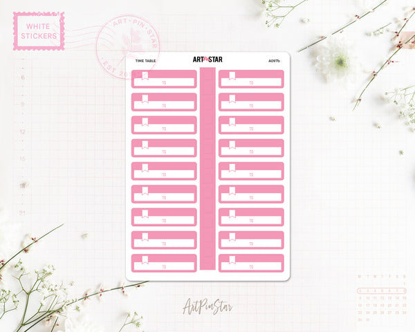 Time Table Planner Sticker, Pink