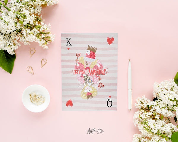 Valentine's Day Love King Queen Flowers Customized Greeting Card