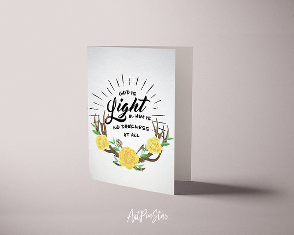 God is Ligfht in him is no darkness at all Bible Verse Customized Greeting Card