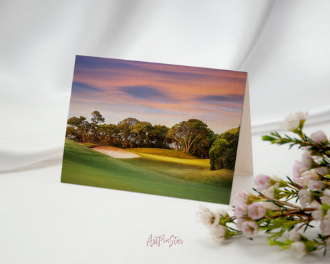 Sunset Golf Course Landscape Custom Greeting Cards