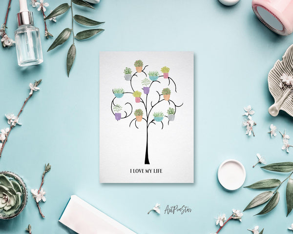 I love my life Flower Quote Customized Gift Cards