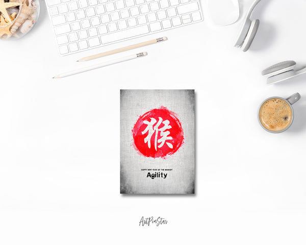 Chinese Character Monkey Zodiac Yearly  Art Customized Gift Cards