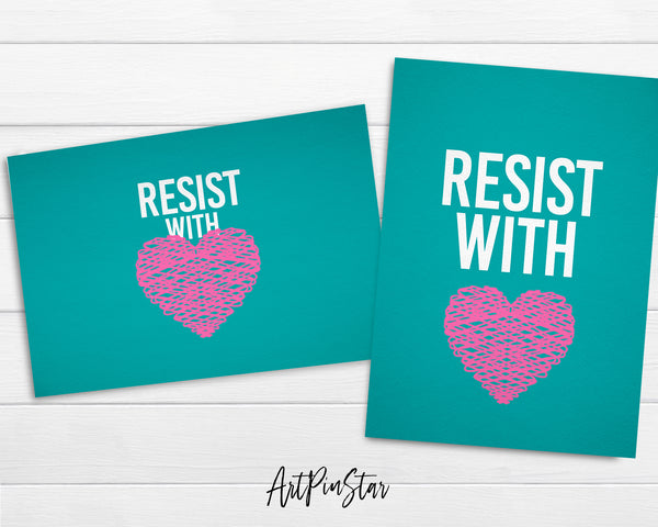 Resist With Pink Love, LGBTQIA Greeting Cards Pride Month with Rainbow