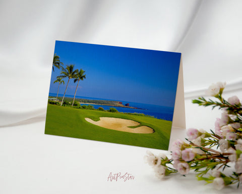 Coastal Golf Course Landscape Custom Greeting Cards