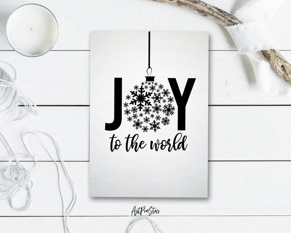 Joy to the world Black & White Personalized Holiday Greeting Card Gifts