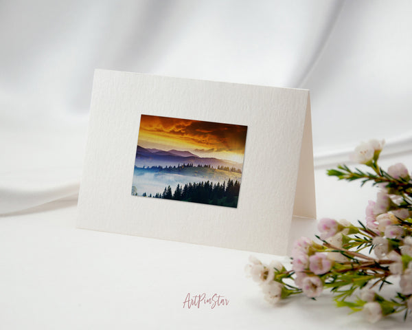 Majestic Mountains Sunset Overcast Sky before Storm, Carpathian, Ukraine, Europe Landscape Custom Greeting Cards