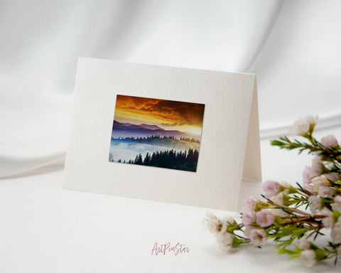 Majestic Mountains Sunset Overcast Sky before Storm, Carpathian, Ukraine, Europe Landscape Custom Greeting Cards