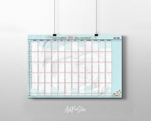 2024 Yearly Flower Customizable Year Planner at a Glance Wall Calendar