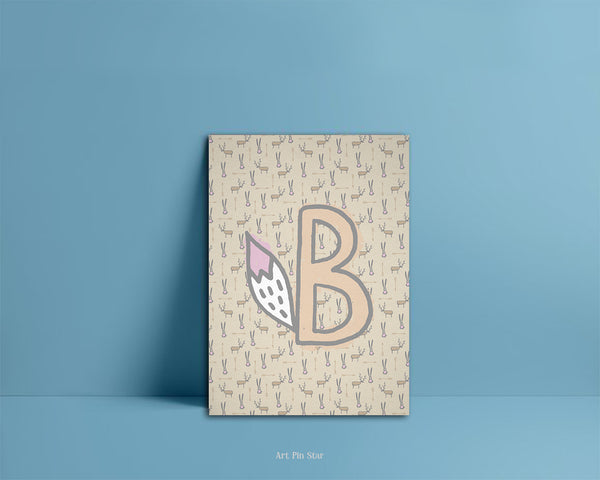 Alphabet Forest Letter B Animal Monogram Note Cards