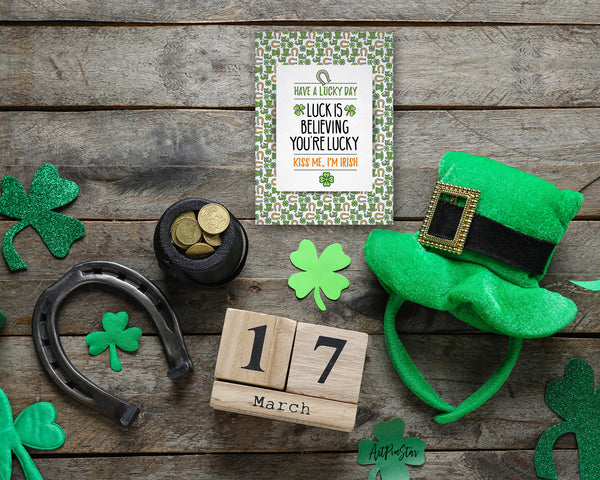 Lucky is believing you're lucky St. Patricks Day Personalized Gifts Card - ArtPinStar.com