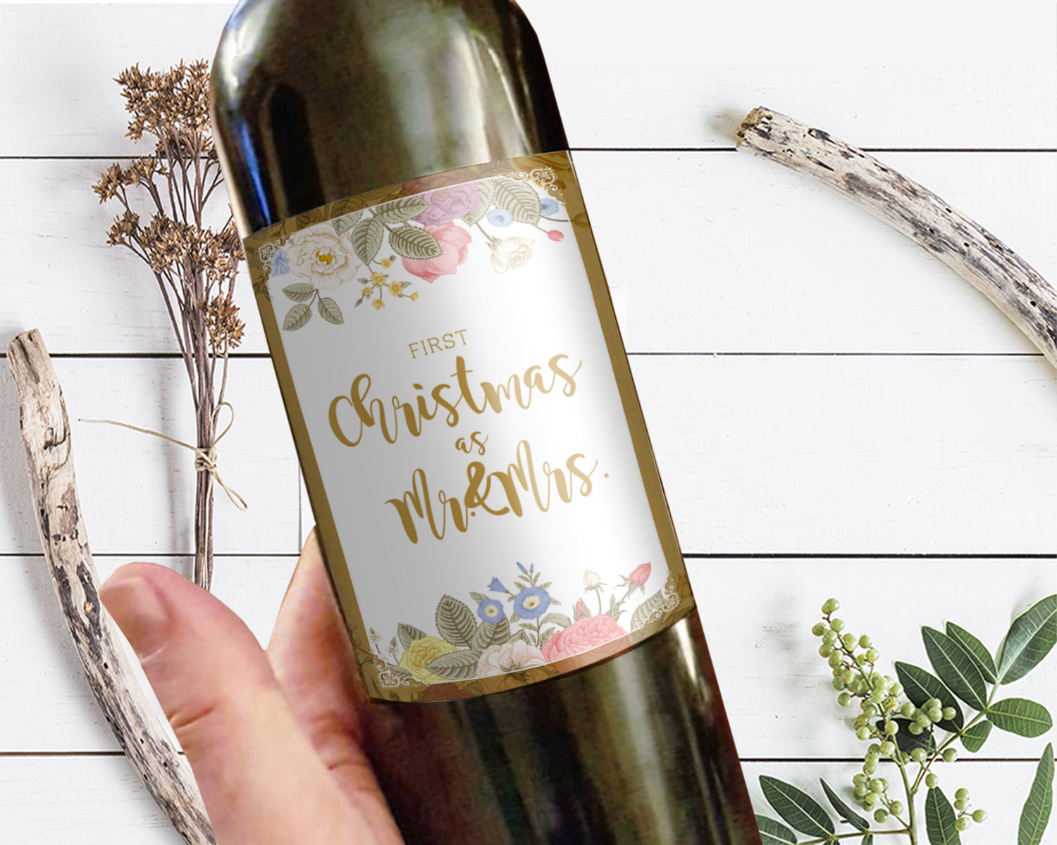 First Christmas as Mr and Mrs Holiday Customizable Label