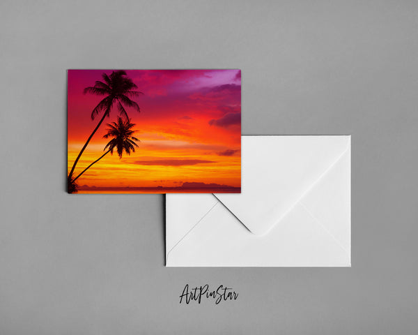 Sunset Beach Landscape Custom Greeting Cards