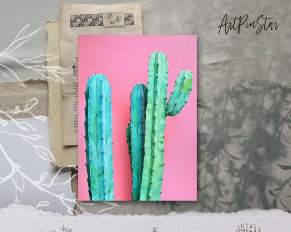 Cactus Tropical Cacti Plant on Pastel Pink Botanical Garden Customized Greeting Card
