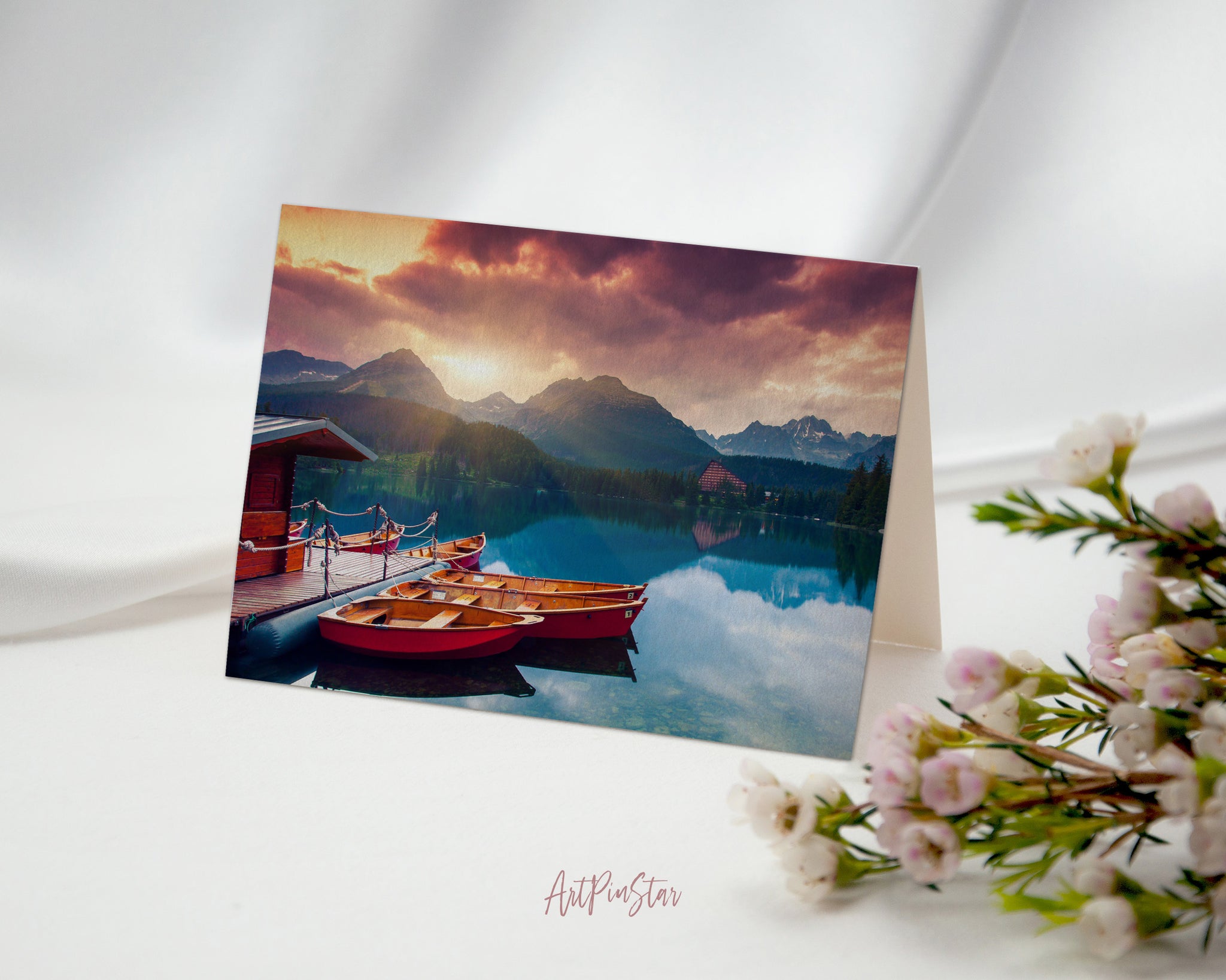 Strbske Pleso Lake in National Park High Tatra Slovakia, Europe Landscape Custom Greeting Cards