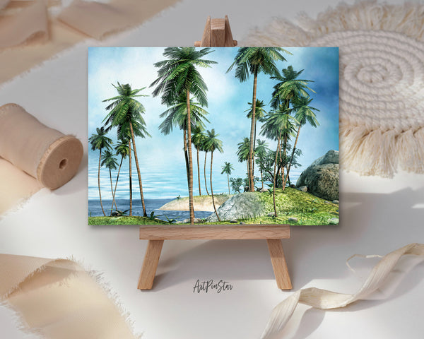 Palms Tree Shore Tropical Island, California Landscape Custom Greeting Cards