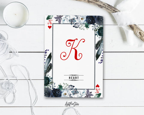 Watercolor Floral Flower Bouquet Initial Letter K Heart Monogram Note Cards