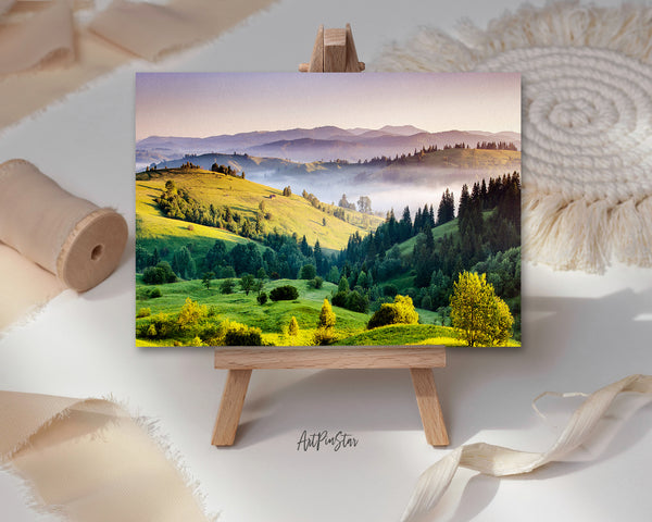 Foggy Summer Morning Mountains Carpathia, Ukraine, Europe Landscape Custom Greeting Cards