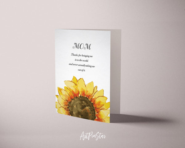 Mom, thanks for bringing me in to the world Flower Quote Customized Gift Cards