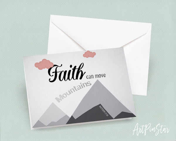 Faith Can Move Mountains Matthew 17:20 Bible Verse Customized Greeting Card