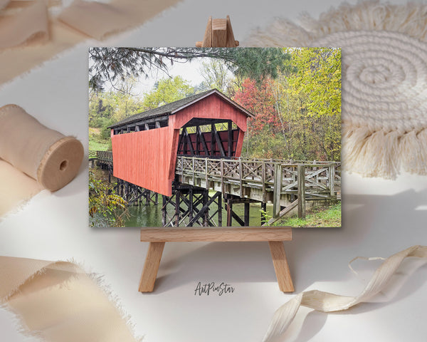 Historic Shaeffer Campbell Covered Bridge, St Clairsville, Ohio Landscape Custom Greeting Cards